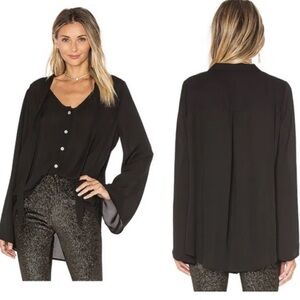 SHOW Me Your MuMu Black Taylor Tie Blouse Tie Neck Button Up Women's Size Small